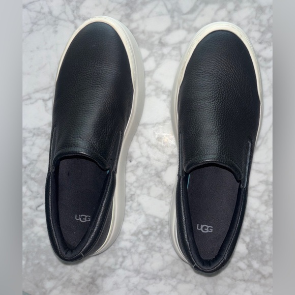 UGG Marin Mega Black/White Leather Slip-On Sneakers Women's size 10-worn 1 hourđź–¤ - Picture 2 of 10